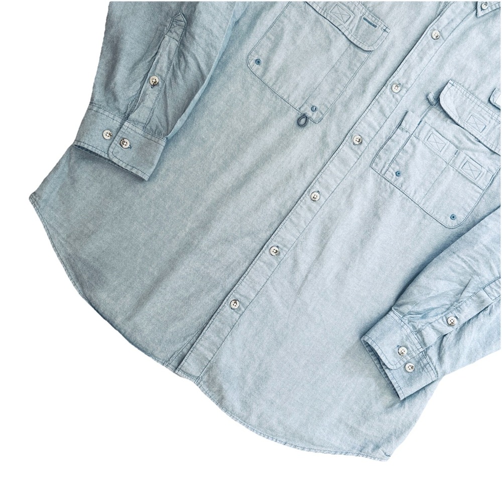 Columbia PFG Men's Blue Omni-Shade Cotton Long Sleeve Button-Down Shirt Size M - Picture 3 of 9
